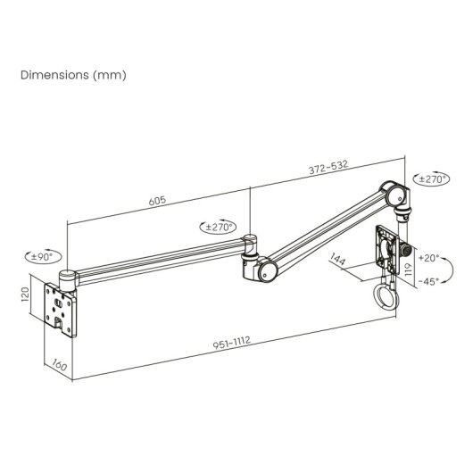 Kimex 016-1602 Suporte Monitor Médico Parede 17 a 32" VESA Máx 4kg
