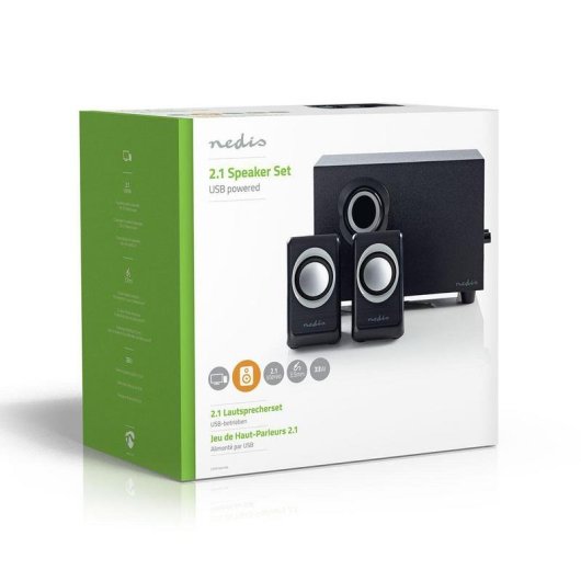 Altavoces Nedis 2.1 Alámbricos 16W con subwoofer y alimentación USB