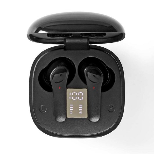 Auricolari Nedis HPBT5060BK wireless Bluetooth con cancellazione rumore, microfono e custodia USB-C neri