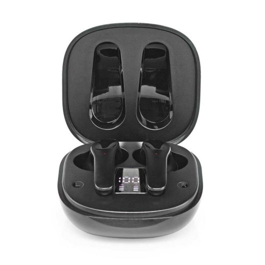 Auricolari Nedis HPBT5060BK wireless Bluetooth con cancellazione rumore, microfono e custodia USB-C neri
