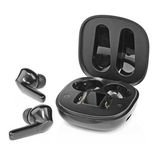 Auricolari Nedis HPBT5060BK wireless Bluetooth con cancellazione rumore, microfono e custodia USB-C neri