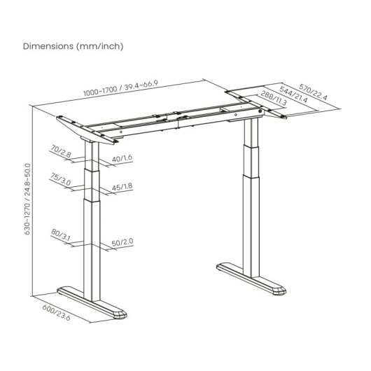 Kimex Estructura Para Escritorio Motorizado, Con Doble Motor, Negro