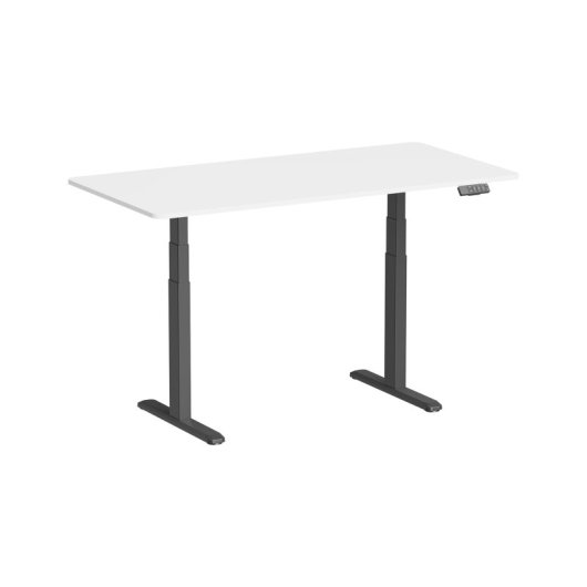 Kimex Escritorio Motorizado Sentado De Pie, 150 X 75 Cm, Tablero Blanco Con Bordes Redondeados/base Negra