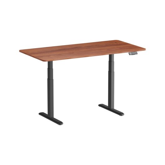 Kimex Escritorio Motorizado Sentado De Pie, 150 X 75 Cm, Tablero Nogal Con Bordes Redondeados/base Negra