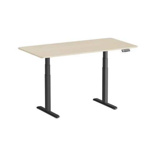 Kimex Escritorio Motorizado Sentado De Pie, 150 X 75 Cm, Tablero Madera Natural/base Negra