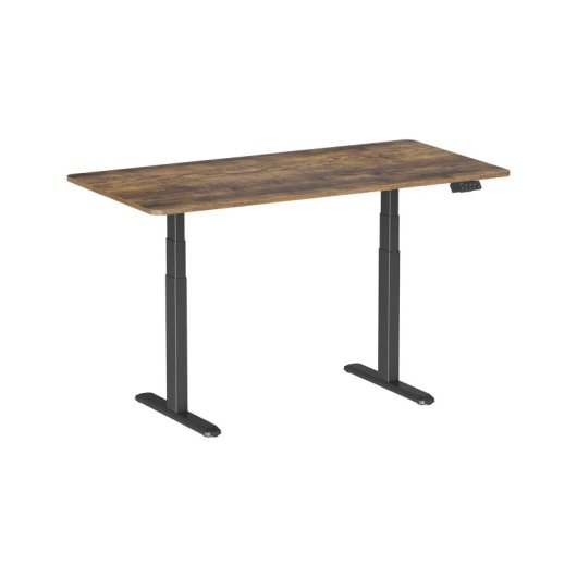 Kimex Escritorio Motorizado Sentado De Pie, 150 X 75 Cm, Tablero Marrón Rústico/base Negra