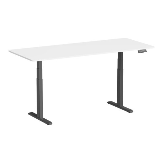Kimex Escritorio Motorizado Sentado De Pie, 180 X 75 Cm, Tablero Blanco Con Bordes Redondeados/base Negra