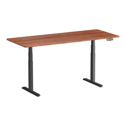 Mesa Kimex 150-2618K3W Motorizada 180x75 cm Nogueira Bordas Arredondadas Base Preta