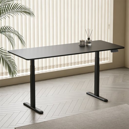 Kimex Escritorio Motorizado Sentado De Pie, 180 X 75 Cm, Tablero Negro Con Bordes Redondeados/base Negra