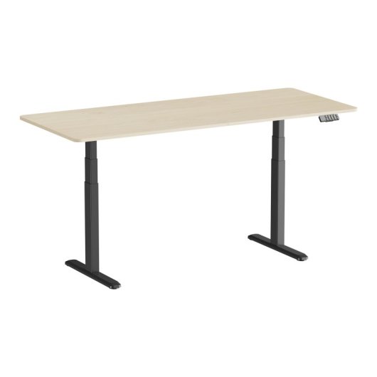 Kimex Escritorio Motorizado Sentado De Pie, 180 X 75 Cm, Tablero Madera Natural/base Negra