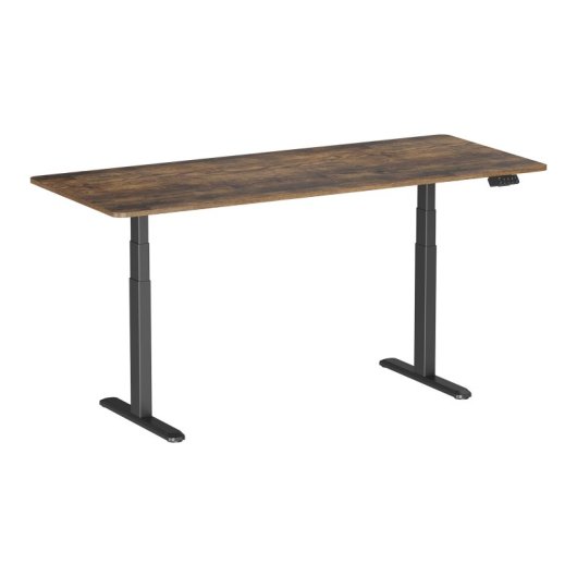Kimex Escritorio Motorizado Sentado De Pie, 180 X 75 Cm, Tablero Marrón Rústico/base Negra