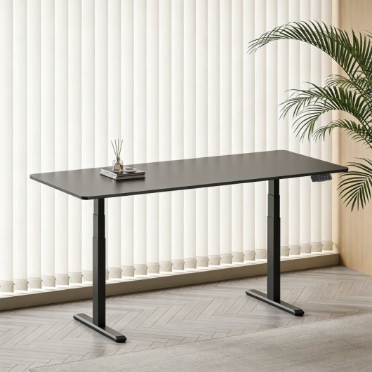 Kimex Escritorio Motorizado Sentado De Pie, 180 X 75 Cm, Tablero Carbono Bordes Redondeados/base Negra