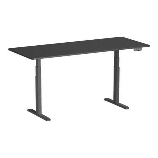 Kimex Escritorio Motorizado Sentado De Pie, 180 X 75 Cm, Tablero Carbono Bordes Redondeados/base Negra