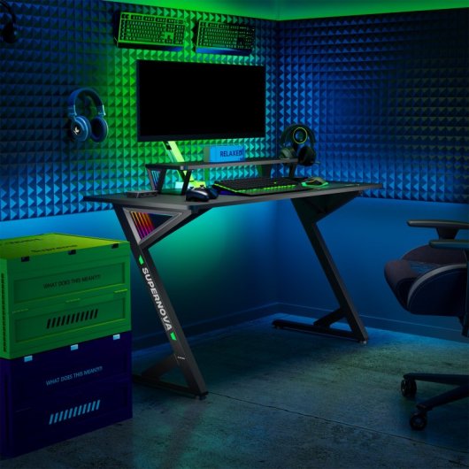 Kimex Escritorio Para Gaming Con Iluminación Espejo Rgb