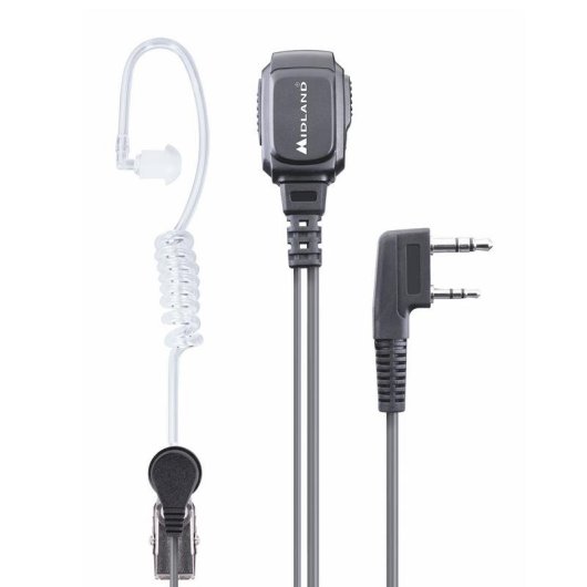 Auriculares Midland MA 31LK Pro con cable, conexión 3,5 mm, intraaurales, negros y transparentes