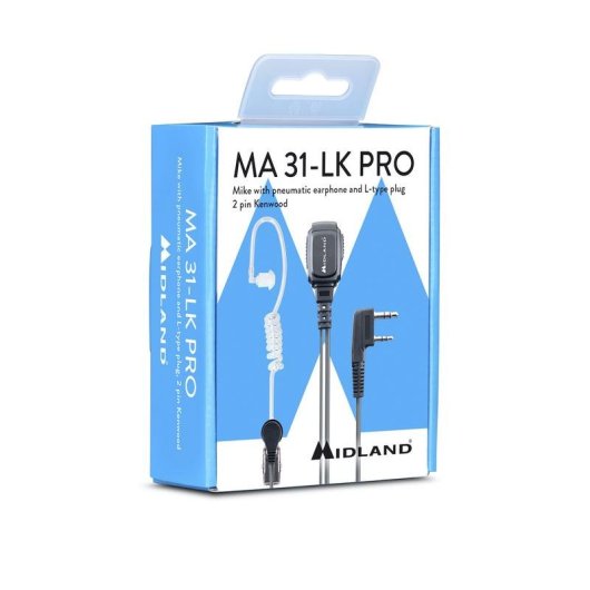 Auriculares Midland MA 31LK Pro con cable, conexión 3,5 mm, intraaurales, negros y transparentes