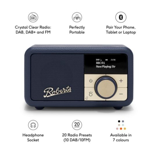 Radio Portátil Roberts Revival Petite 2 DAB+ FM Azul