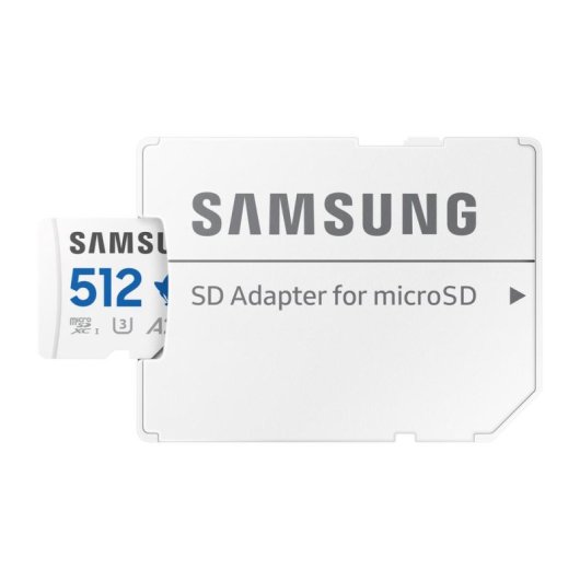 Tarjeta MicroSD Samsung MB-MD512S 512 GB Clase 10 UHS-I V30 A2 Azul Gris Blanco