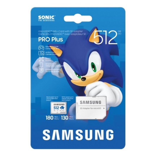 Tarjeta MicroSD Samsung MB-MD512S 512 GB Clase 10 UHS-I V30 A2 Azul Gris Blanco