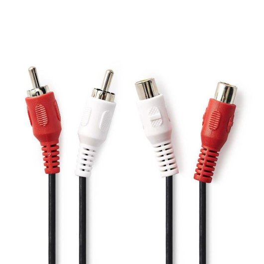 Cable de extensión de audio estéreo Nedis CAGB24205BK20 2 m RCA hembra a macho