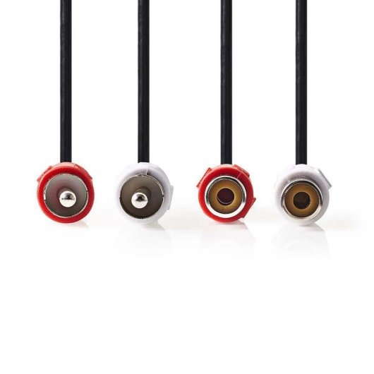 Cable de extensión de audio estéreo Nedis CAGB24205BK20 2 m RCA hembra a macho