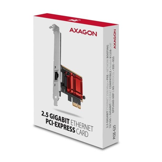 Carte Réseau Axagon PCEE-G25 PCI Express Ethernet 2,5 Gbit/s Rouge Argent