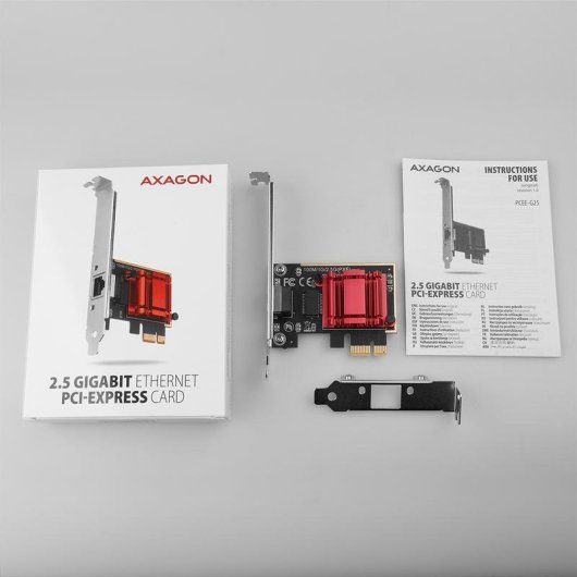 Carte Réseau Axagon PCEE-G25 PCI Express Ethernet 2,5 Gbit/s Rouge Argent