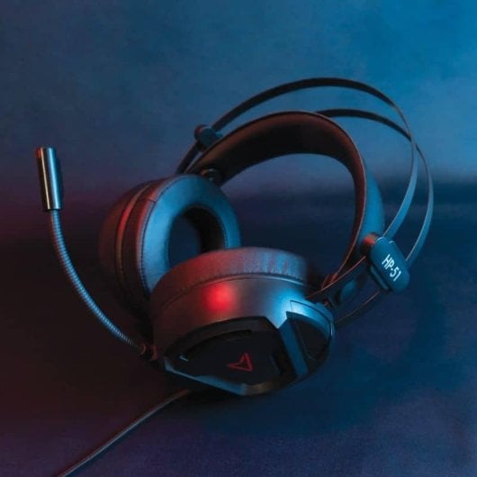 Auriculares Steelplay HP51 con cable USB y jack 3,5 mm para gaming, micrófono extraíble, negro y rojo