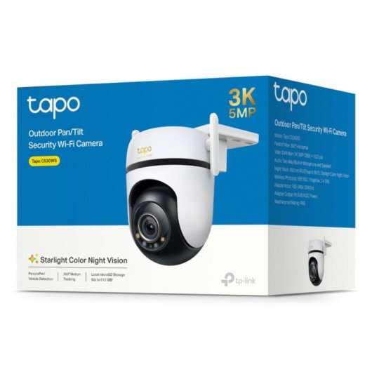 Cámara IP TP-Link TAPO C530WS 2K Exterior Visión Nocturna Audio Bidireccional Alarma Resistente al agua
