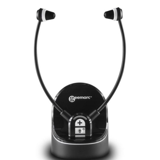 Auriculares Geemarc Telecom CL7370 OPTI inalámbricos y con cable TV, micrófono, negro