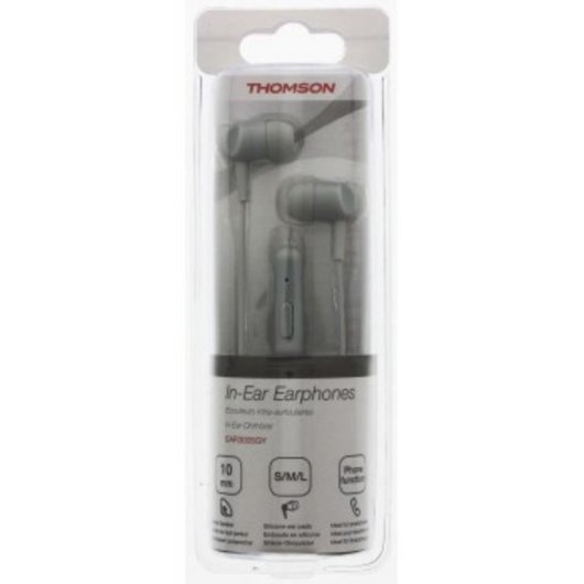 Auriculares Thomson 132481 con cable, conectividad 3,5 mm, para llamadas y música, gris