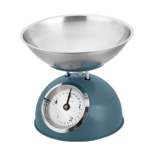 Báscula De Cocina Analógica Klack 5kg Con Bol Extraíble De Acero Inoxidable, Sistema De Muelles De Precisión, Ajuste Manual Y Estilo Clásico - Turquesa