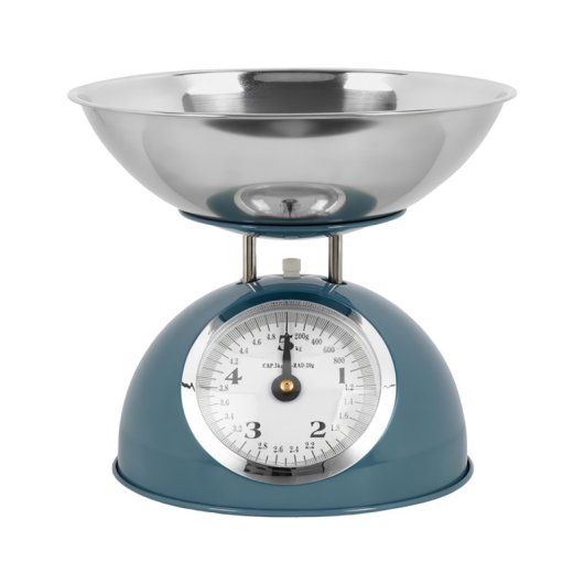 Báscula De Cocina Analógica Klack 5kg Con Bol Extraíble De Acero Inoxidable, Sistema De Muelles De Precisión, Ajuste Manual Y Estilo Clásico - Turquesa
