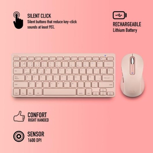 Teclado NGS NGS-KEYBOARD-0438 magnético multimedia recargable rosa AZERTY