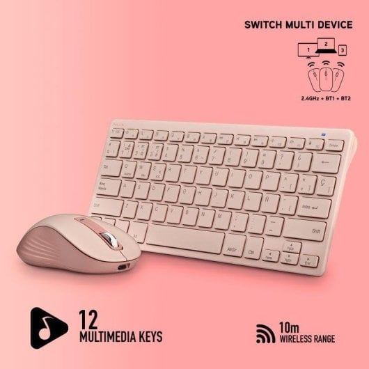 Teclado NGS NGS-KEYBOARD-0438 magnético multimedia recargable rosa AZERTY