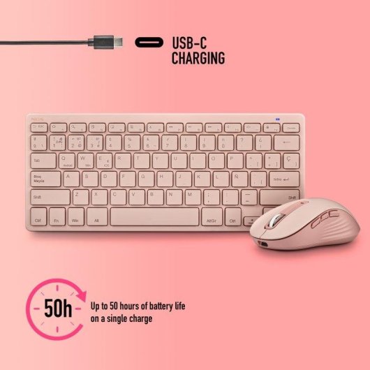 Teclado NGS NGS-KEYBOARD-0438 magnético multimedia recargable rosa AZERTY