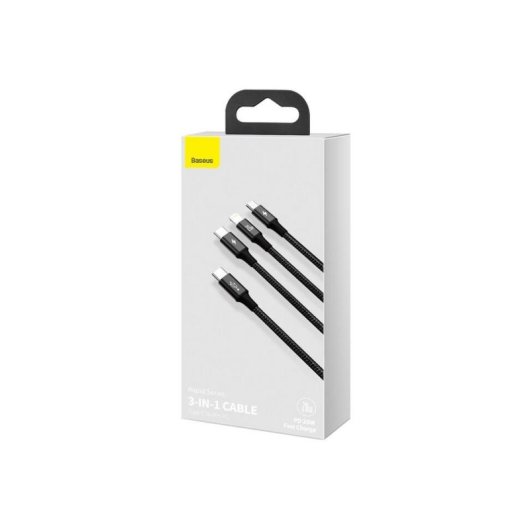 Cable Baseus Rapid 3-in-1 USB A a USB-C/Micro USB/Lightning 1,5 m Negro