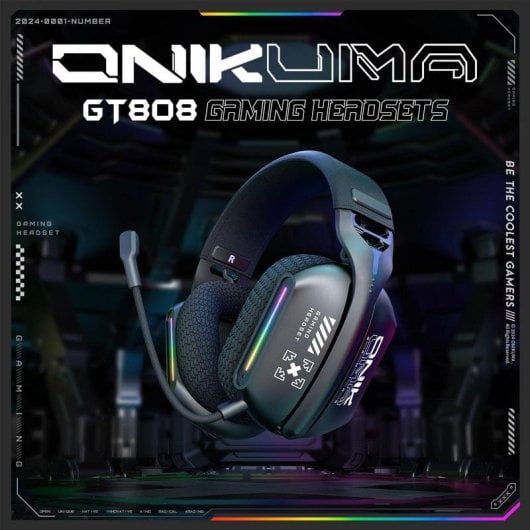 Auriculares ONIKUMA GT808 con cable y Bluetooth 5.3 para gaming, micrófono plegable y RGB, negros