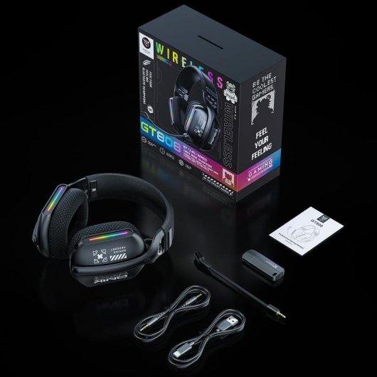 Auriculares ONIKUMA GT808 con cable y Bluetooth 5.3 para gaming, micrófono plegable y RGB, negros