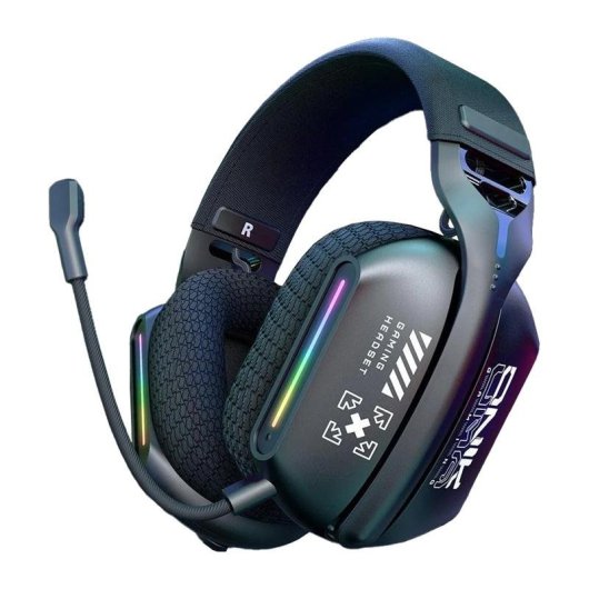 Auriculares ONIKUMA GT808 con cable y Bluetooth 5.3 para gaming, micrófono plegable y RGB, negros