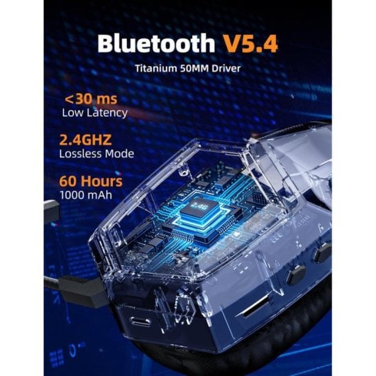Auriculares ONIKUMA GT806 inalámbricos Bluetooth 5.4 gaming RGB negros