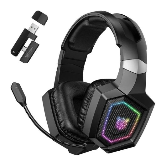 Auriculares ONIKUMA GT806 inalámbricos Bluetooth 5.4 gaming RGB negros