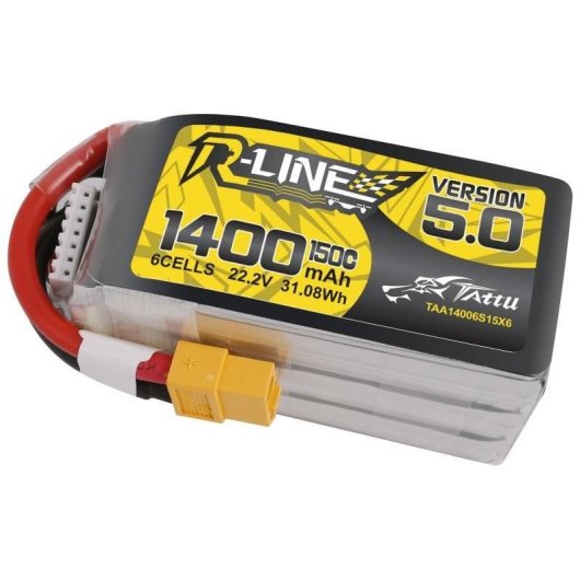 Bateria Tattu R-Line 5.0 1400mAh 22.2V 150C 6S1P XT60