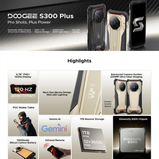 Doogee S300 Plus 5G 16GB 1TB 6.78" Negro