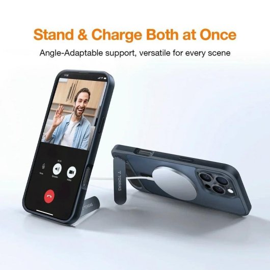 Funda para móvil Torras Pstand Cover Negro Compatible con iPhone 16 6,1" MagSafe Soporte