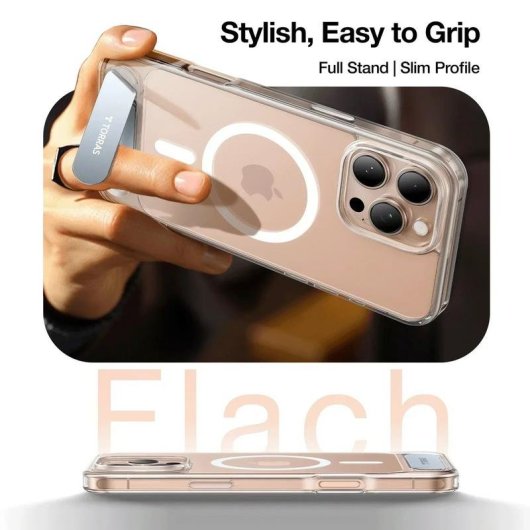 Funda para móvil Torras Pstand Cover Negro Compatible con iPhone 16 6,1" MagSafe Soporte