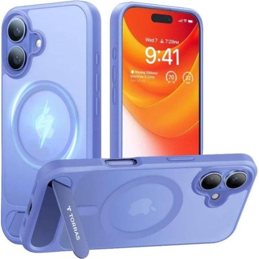 Funda para móvil Torras Pstand Cover Negro Compatible con iPhone 16 6,1" MagSafe Soporte