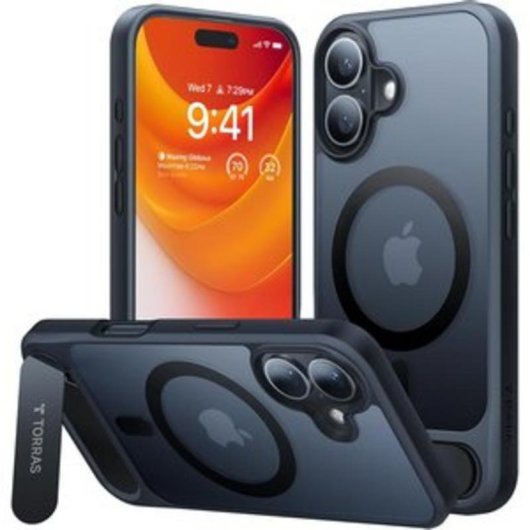 Funda para móvil Torras Pstand Cover Negro Compatible con iPhone 16 6,1" MagSafe Soporte