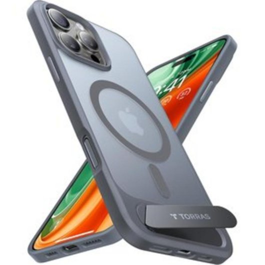 Funda para móvil Torras Pstand Cover Gris Magnética Soporte para iPhone 16 Pro Max