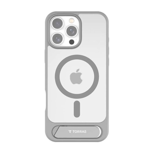 Funda para móvil Torras Pstand Cover Gris Magnética Soporte para iPhone 16 Pro Max